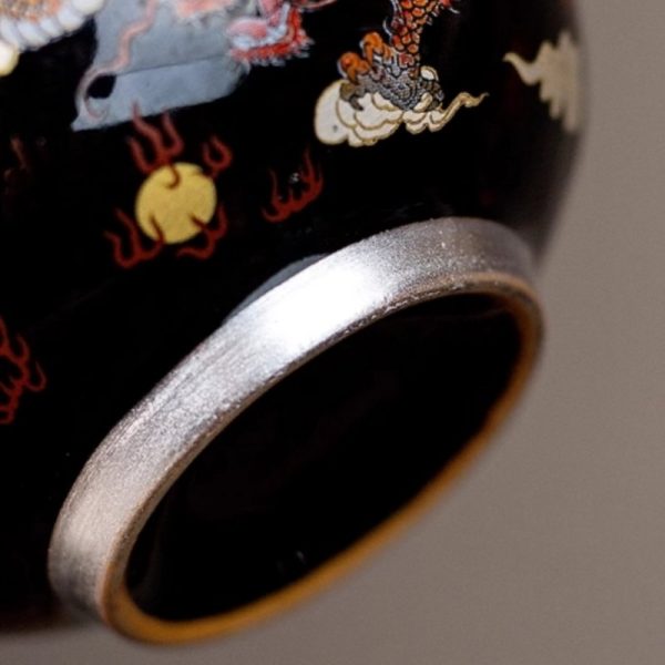 c-16.jpg Year of The Dragon Elegant Black Glaze Hand Painted Red Dragon Chinese Ceramic Tea Cup