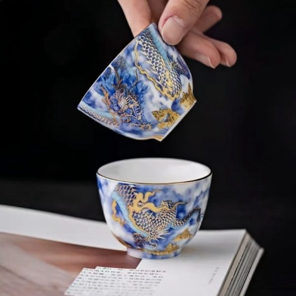 c-2.jpg Hand Painted Gold Inlaid Blue Dragon Ceramic Gong Fu Tea Cup