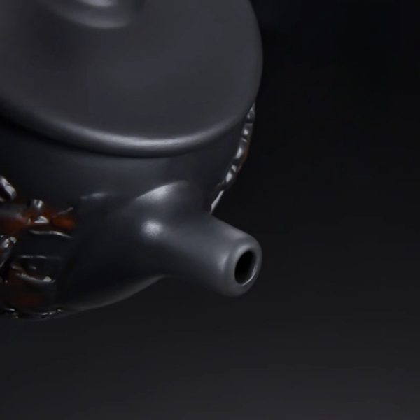 c-25.jpg Rarely Vintage Purple Pottery Gongfu Tea Ceremony Dragon Teapot With Black Dragon And Phoenix Design