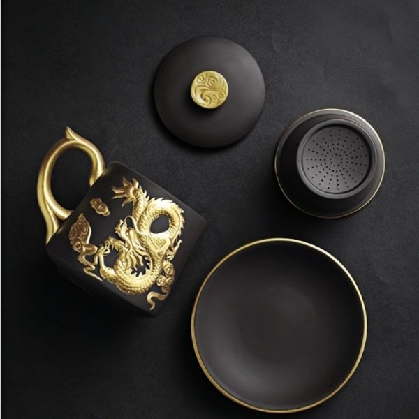 c-5.jpg Delicate Inlaid Gold Auspicious Dragon Purple Clay Tea Cup Mug with Infuser