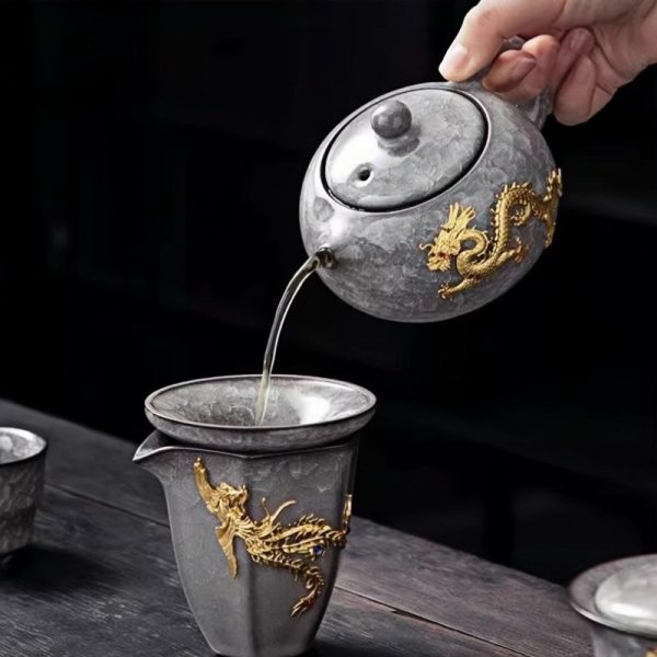 c-50.jpg Classic Chinese Vintage Ice Crackle Glaze Black Porcelain Gongfu Tea Set with Elegant Gold Inlaid Jade Dragon