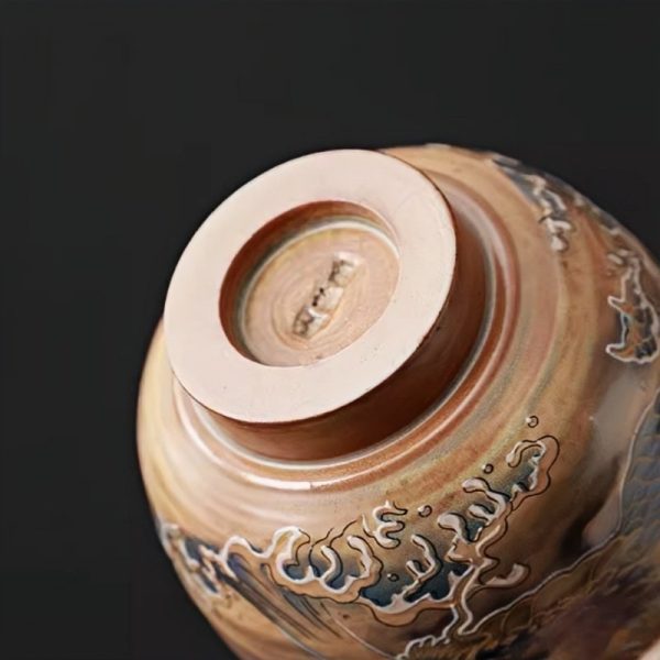 c-8-1.jpg Year of The Dragon Hand Painted Ceramic Tea Cup With Dragon Spraying Water Pattern