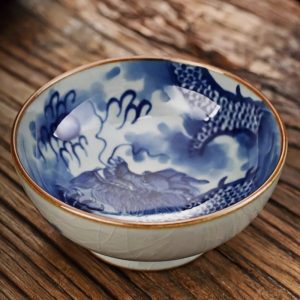 c-9-1.jpg Antique Blue and White Porcelain Hand-Painted Crackle Ceramic Dragon Tea Cup