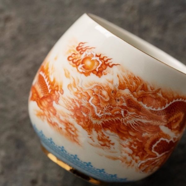 d-13-1.jpg Alum Red Underglaze Color Hand-painted Dragon Chinese Dragon Tea Cup