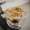 d-16.jpg Antique Handmade Crystal Fancy Clear Glass Tea Cup with Relief and Inlaid Gold Dragon