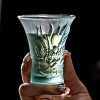 d-2-1.jpg Antique Coloured Glaze Handmade Carved Dragon Japanese Thin Tea Cup