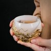 d-21.jpg Ink White Jade Colored Glaze Chinese Chawan Tea Cup Inlaid with Golden Dragon