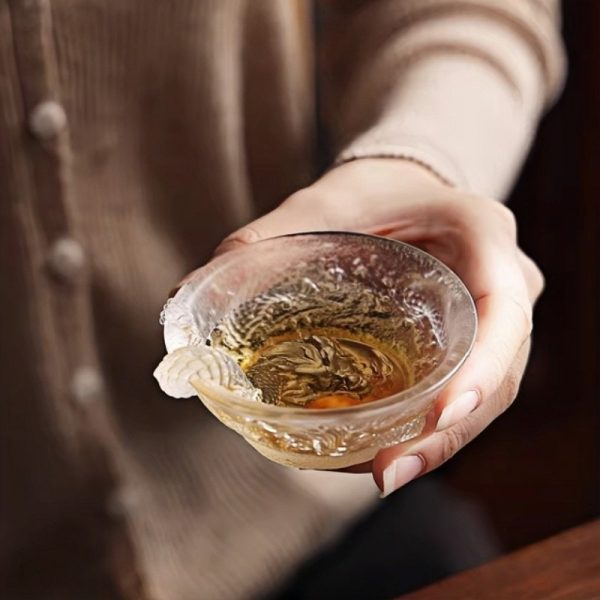 d-7-1.jpg Antique Japanese Hand-carved Dragon Glacier Crystal Fancy Clear Glass Tea Cup