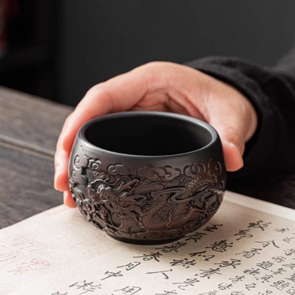 d-9.jpg Creative Zisha Pottery Chinese Dragon Master Tea Cup With Relief Auspicious Dragon Figurines
