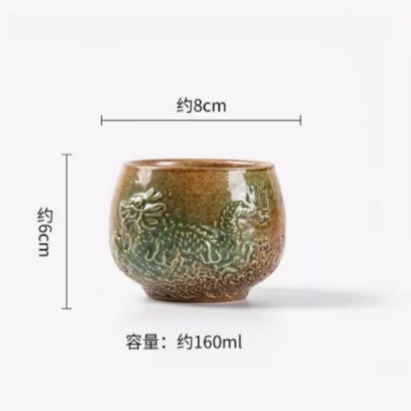 e-15.jpg Chinese Year Of The Dragon Wood Fired Ash Glaze Carving Dragon Tea Cup