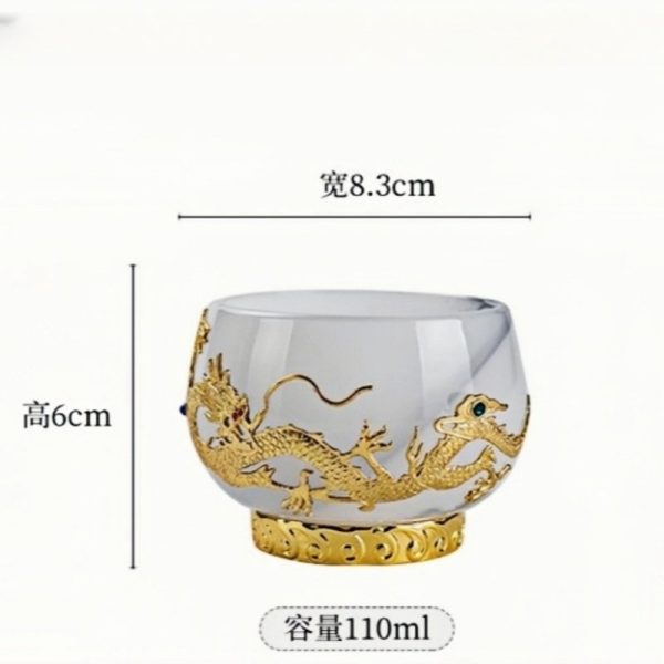 e-21.jpg Ink White Jade Colored Glaze Chinese Chawan Tea Cup Inlaid with Golden Dragon