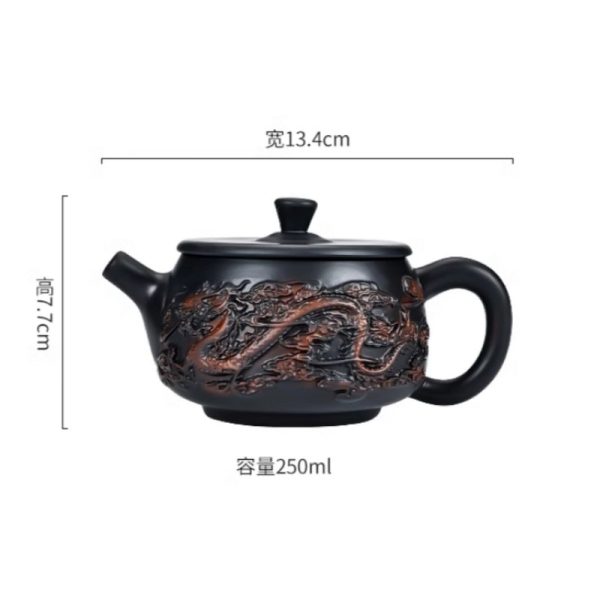 e-25.jpg Rarely Vintage Purple Pottery Gongfu Tea Ceremony Dragon Teapot With Black Dragon And Phoenix Design