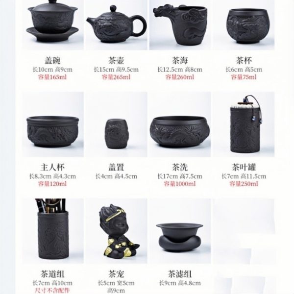 e-33.jpg Authentic Yixing Purple Clay Year of the Dragon Gongfu Tea Set with Antique Chinese Dragon Carving