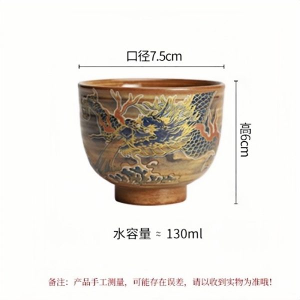 e-8-1.jpg Year of The Dragon Hand Painted Ceramic Tea Cup With Dragon Spraying Water Pattern