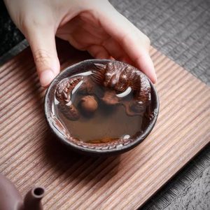 f-9.jpg Year Of The Dragon Authentic Handmade Purple Clay Carved Dragon Tea Cup