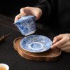 Chinese Vintage Classic Dragon Pattern Blue and White Porcelain Gaiwan
