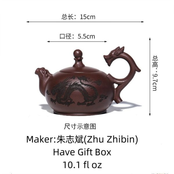 purple-clay-teapot501.jpg Authentic Vintage Handmade Chinese Dragon Handle Zisha Yixing Clay Teapot
