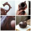 purple-clay-teapot504.jpg Authentic Vintage Handmade Chinese Dragon Handle Zisha Yixing Clay Teapot
