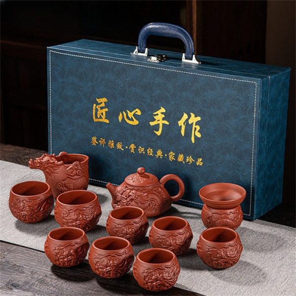 yixing-tea-set01.jpg Best Chinese Yixing Clay Zisha Tea Set with Dragon Theme for Sale